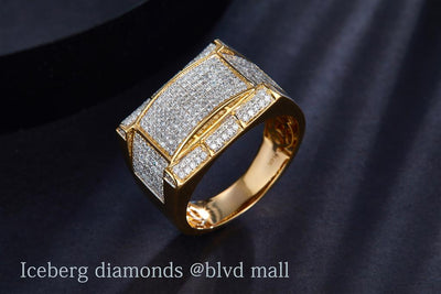0.962 Ct. Diamond 10 Kt Gold (Yellow). with YELLOW Diamonds Ring. (Men). Size 10
