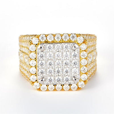4.8 Ct. Moissanite Sterling Silver (Yellow). Ring. (Men). Size 10