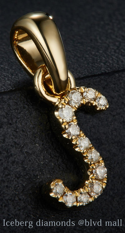0.051 Ct. Diamond 10 Kt Gold (Yellow). Initial Letter/Alphabet "S" Pendant. (Women).