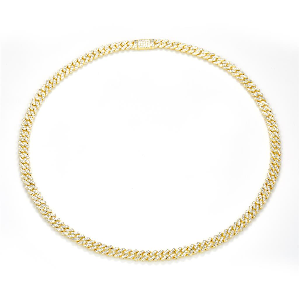 14.25 Ct. Diamond 10 Kt Gold (Yellow). Square Cuban Link Chain. (Unisex). 22 in Long. 8 mm Wide