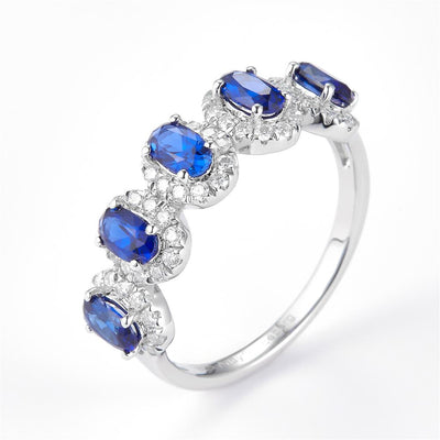 1.79 Ct. Moissanite Sterling Silver (White). Simulant Sapphire Wedding Band Style Ring. (Women). Size 7.5