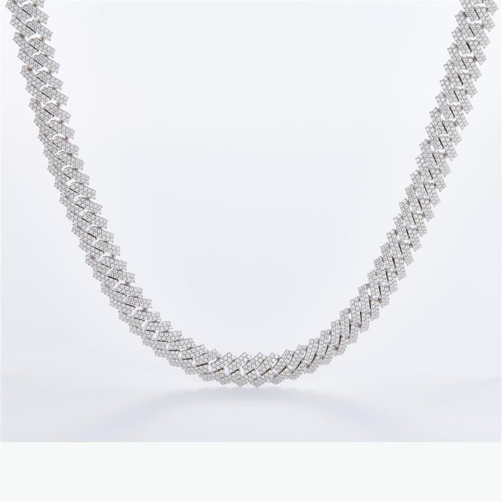 16.8 Ct. Moissanite Sterling Silver (White). Chain. (Unisex). 22 in Long. 10 mm Wide