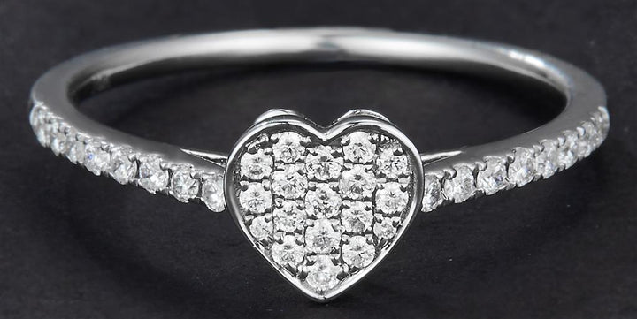 0.26 Ct. Diamond 14 Kt Gold (White). Heart Style Ring. (Women). Size 7.5