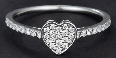0.26 Carats. Diamond 14 Kt Gold (White). Heart Style Ring. (Women). Si