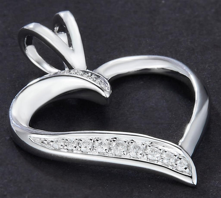 0.05 Ct. Diamond 10 Kt Gold (White). Heart Pendant. (Women).