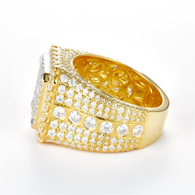 4.8 Ct. Moissanite Sterling Silver (Yellow). Ring. (Men). Size 10