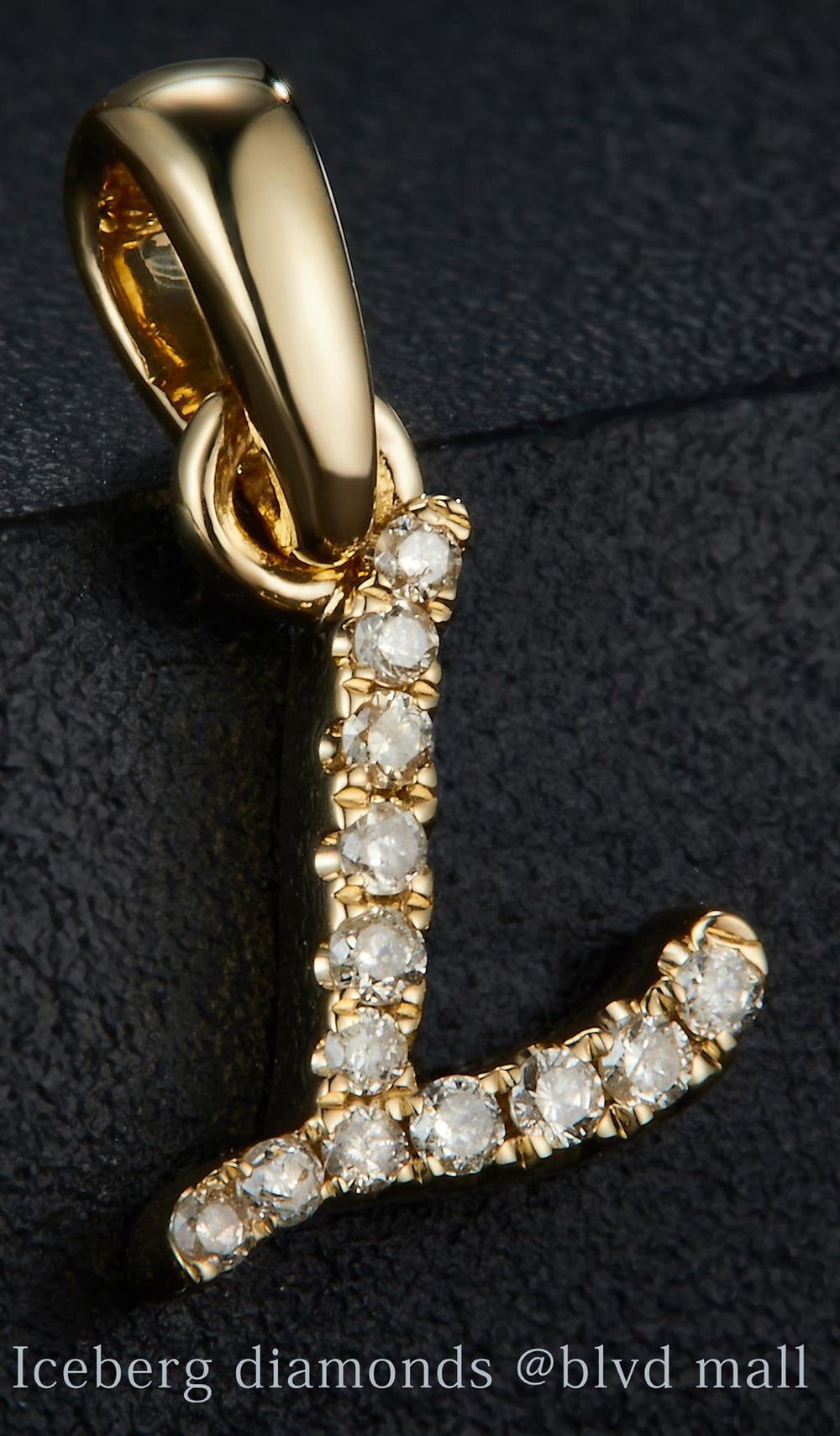 Yellow gold diamond initial letter L pendant