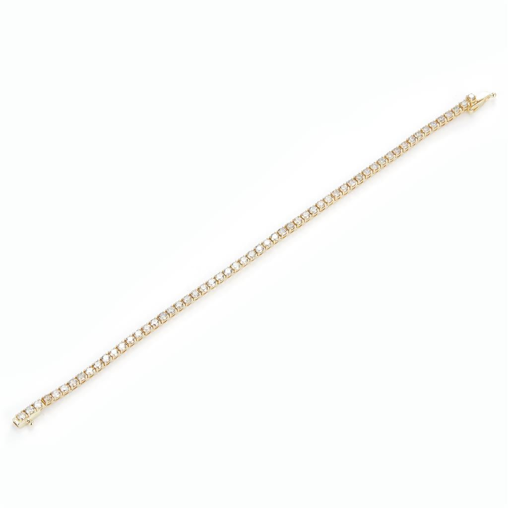 3.9 Ct. Diamond 10 Kt Gold (Yellow). TENNS Bracelet. (Unisex). 7 in Long. 2.7 mm Wide