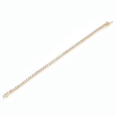 3.9 Ct. Diamond 10 Kt Gold (Yellow). TENNS Bracelet. (Unisex). 7 in Long. 2.7 mm Wide