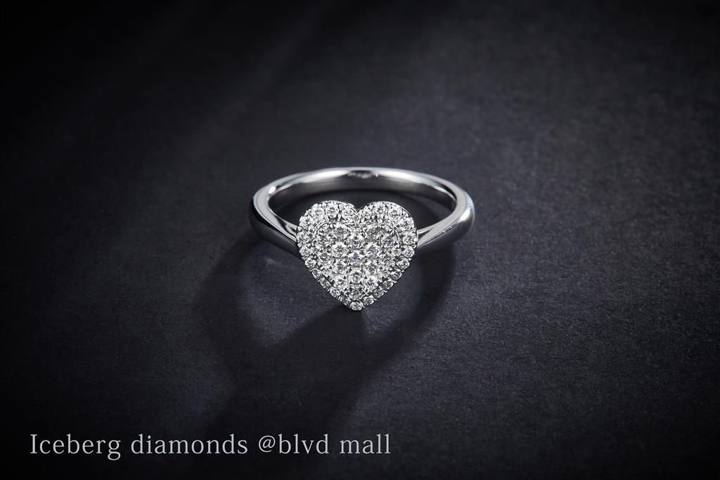 0.404 Ct. Diamond 10 Kt Gold (White). Heart Style Ring. (Women). Size 7.5