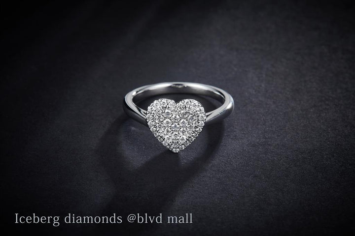 0.404 Ct. Diamond 10 Kt Gold (White). Heart Style Ring. (Women). Size 7.5