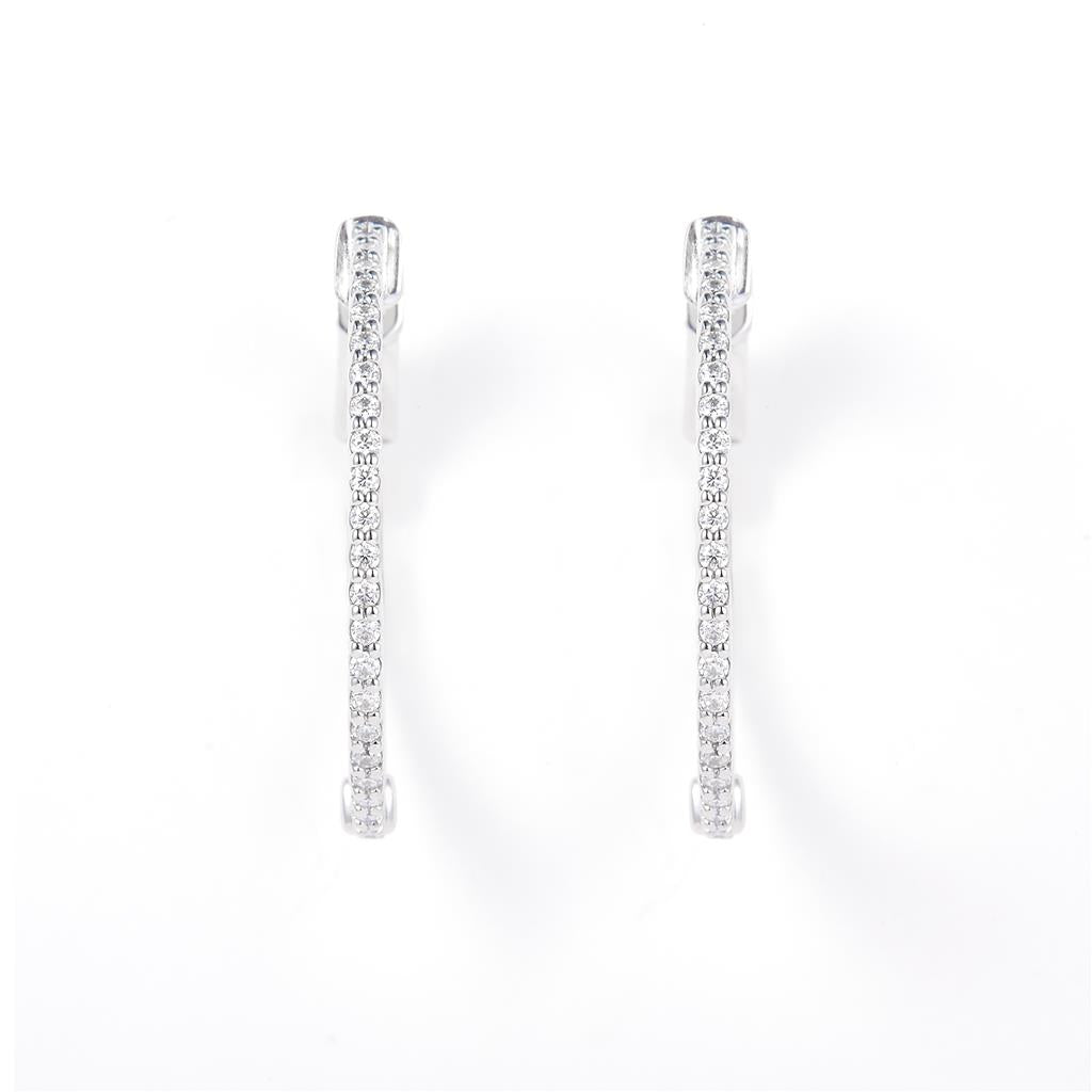 0.45 Ct. Moissanite 14 Kt Gold (White). Hinged Hoop Earrings. (Women).