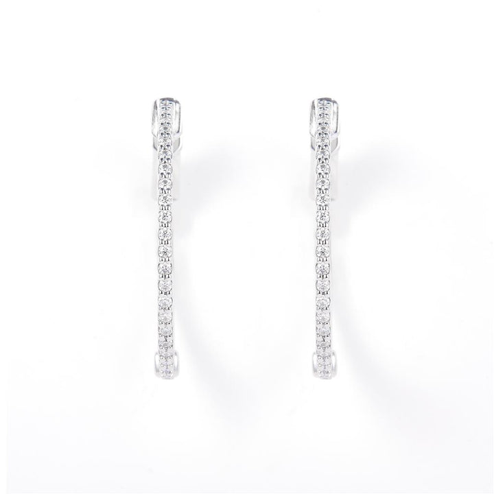0.45 Ct. Moissanite 14 Kt Gold (White). Hinged Hoop Earrings. (Women).
