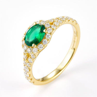 1.03 Ct. Moissanite Sterling Silver (Yellow). Simulant Emerald Ring. (Women). Size 8