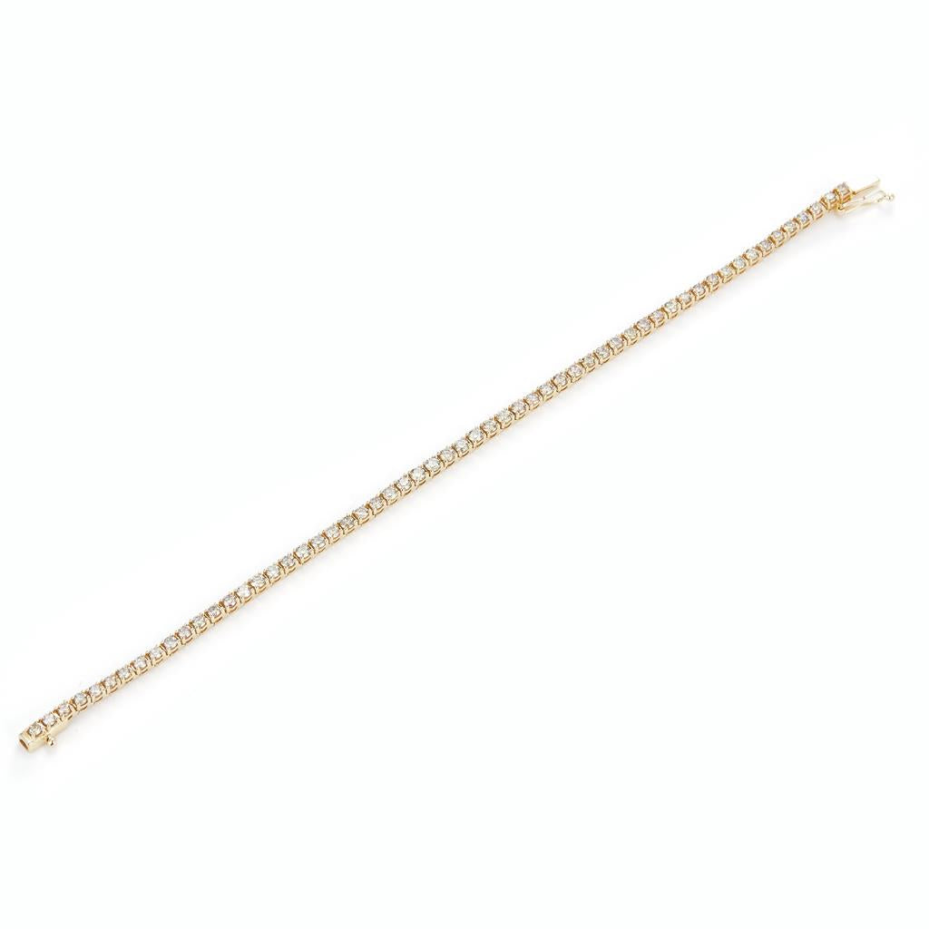 3 Ct. Diamond 10 Kt Gold (Yellow). TENNS Bracelet. (Unisex). 7.5 in Long. 2.7 mm Wide