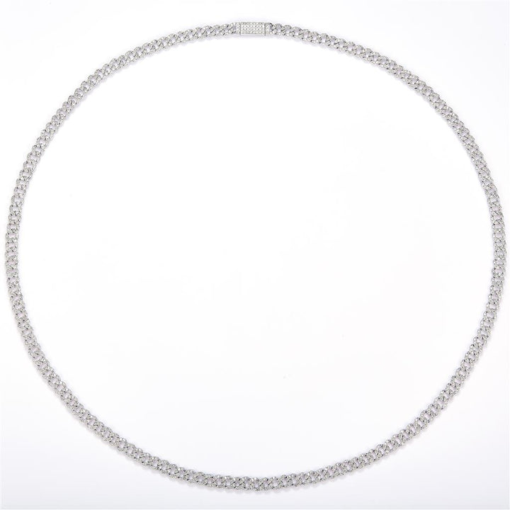4.67 Ct. Diamond 14 Kt Gold (White). Solid Cuban Link Chain. (Unisex). 22 in Long. 5 mm Wide