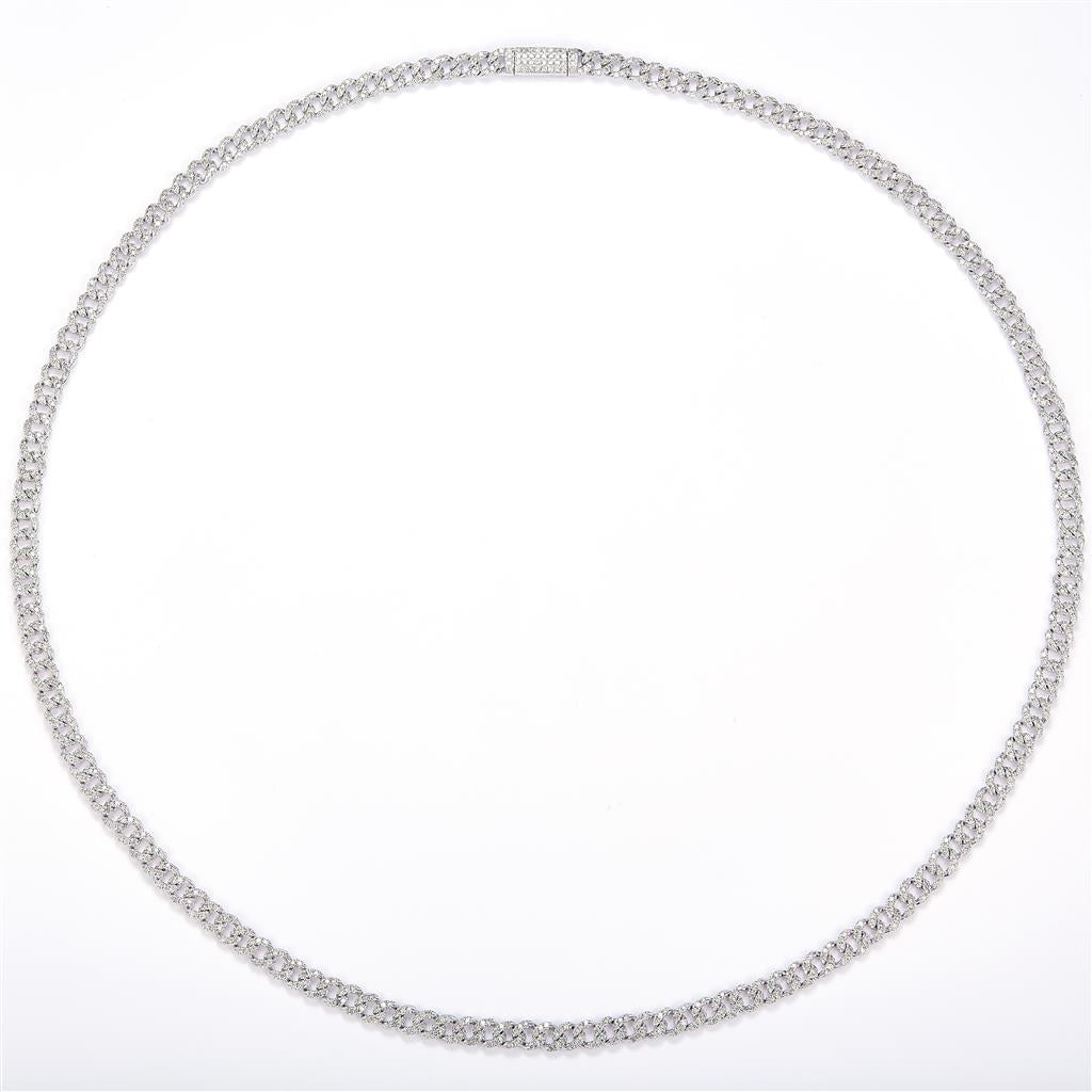4.67 Ct. Diamond 14 Kt Gold (White). Solid Cuban Link Chain. (Unisex). 22 in Long. 5 mm Wide
