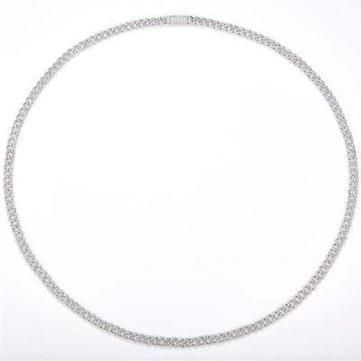 4.67 Ct. Diamond 14 Kt Gold (White). Solid Cuban Link Chain. (Unisex). 22 in Long. 5 mm Wide