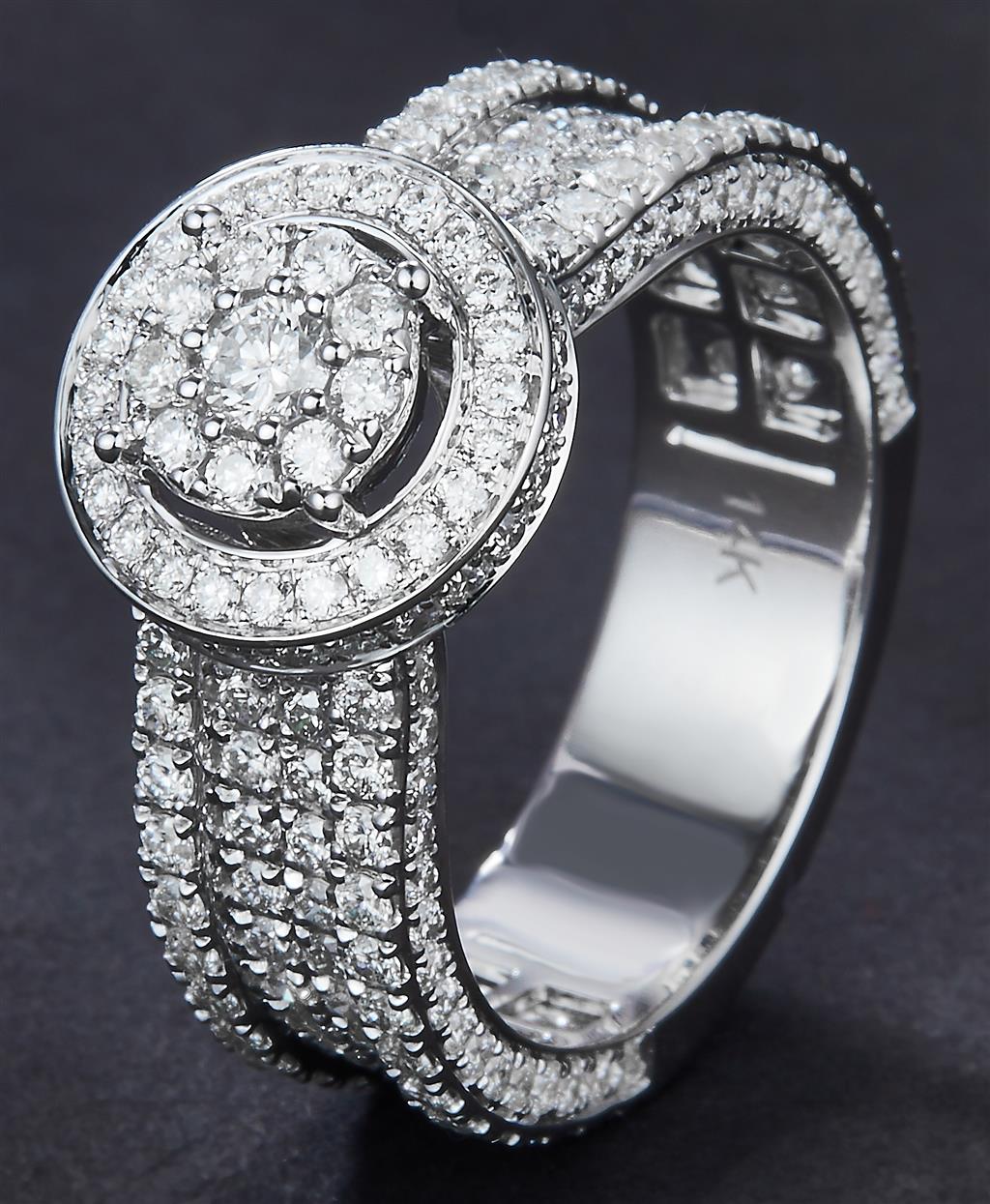 2.447 Ct. Diamond 14 Kt Gold (White). Ring. (Women). Size 7.5