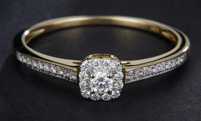 0.19 Ct. Diamond 10 Kt Gold (Yellow). Ring. (Women). Size 7.5