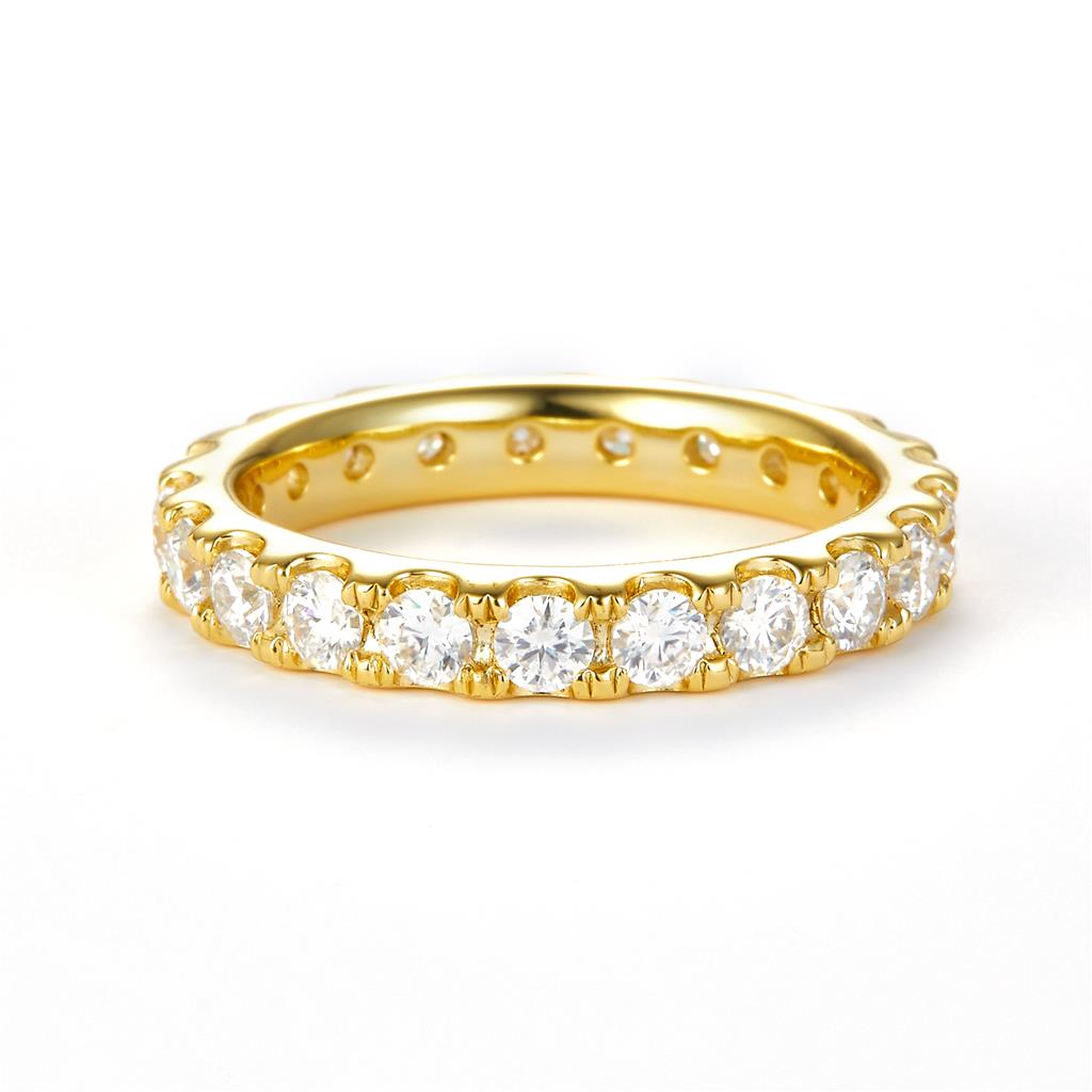 1.82 Ct. Moissanite Sterling Silver (Yellow). Wedding Band Ring. (Women). Size 7.5