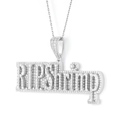 5.14 Carats. Moissanite 14 Kt Gold (White). CUSTOM RIPSHRIMP Pendant. (Unisex).