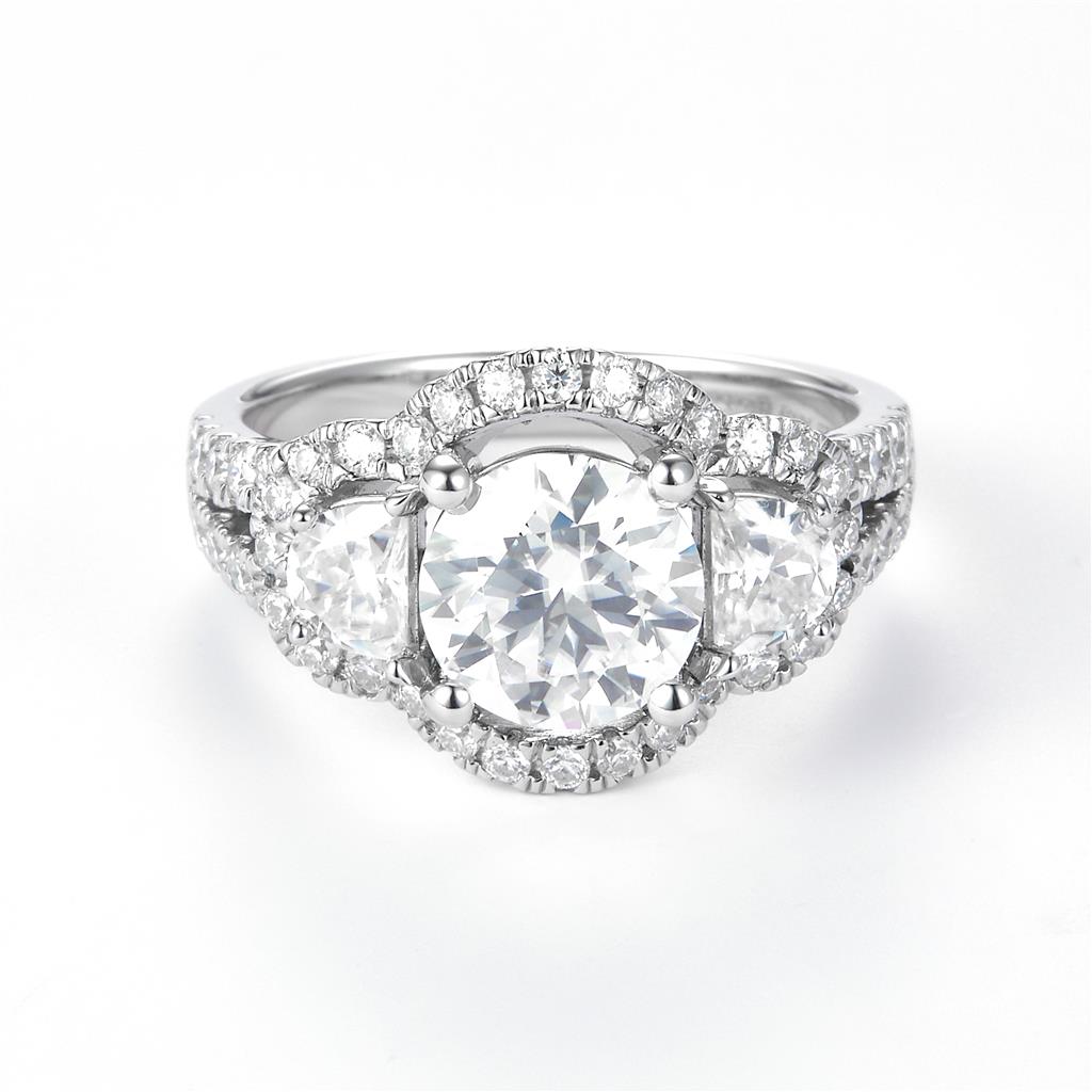 3.166 Ct. Moissanite Sterling Silver (White). Solitaire Ring. (Women). Size 8