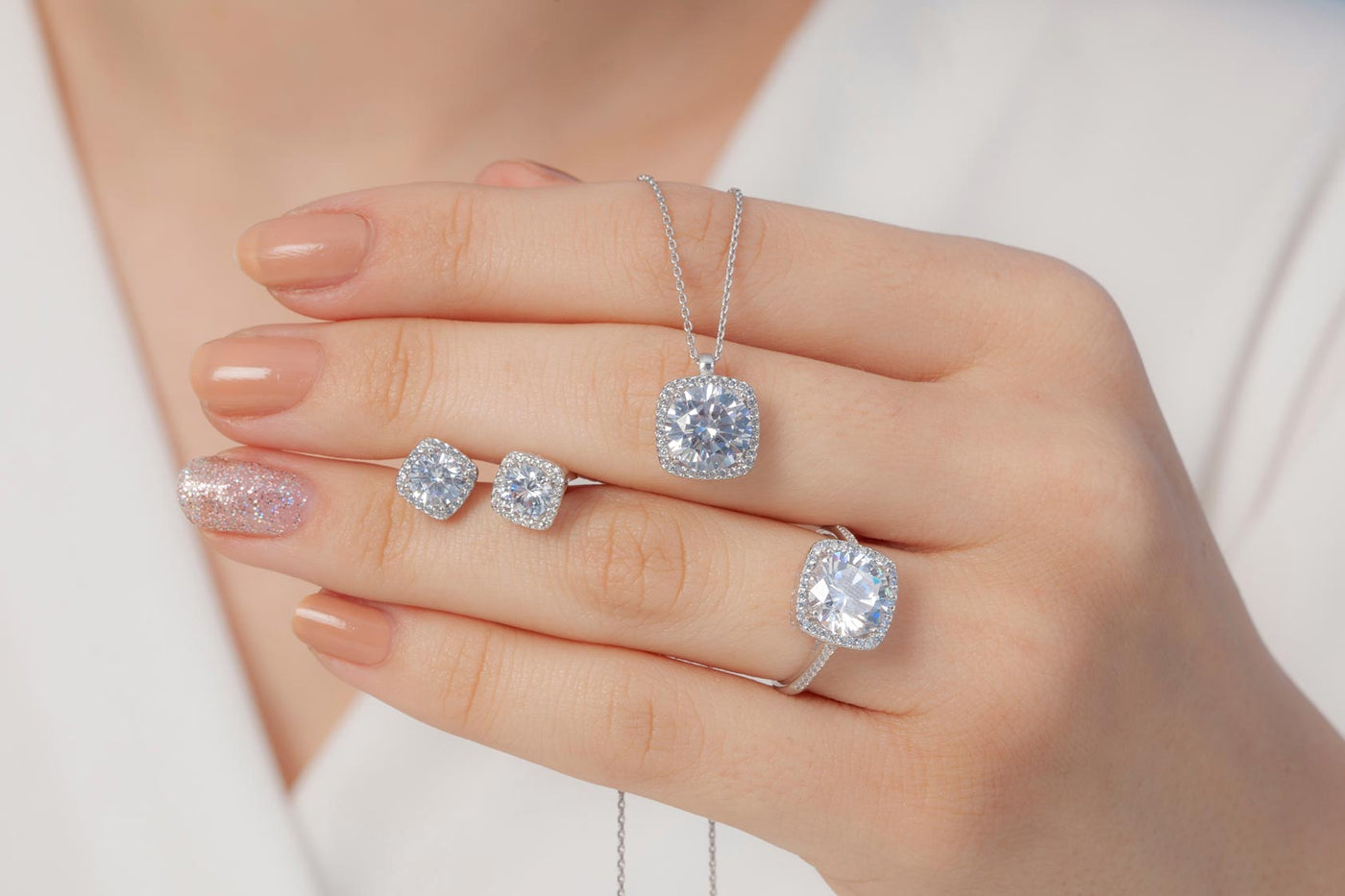 solitaire lab grown diamonds jewelry set