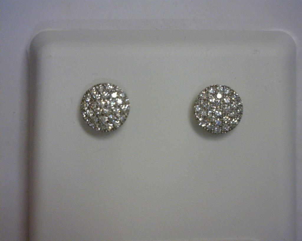0.494 Ct. Diamond 10 Kt Gold (White). Studs Earrings. (Unisex).