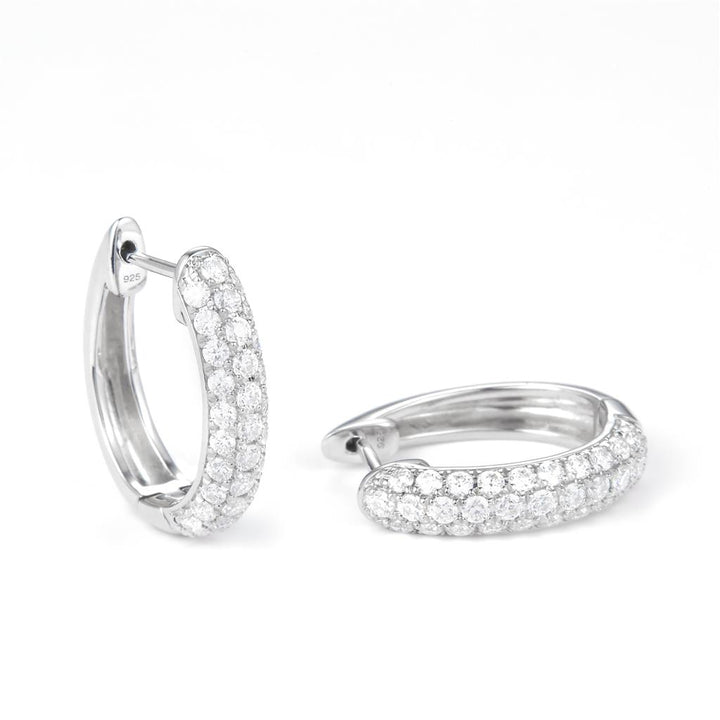 0.79 Ct. Moissanite Sterling Silver (White). Hoop with Snap Fastening Earrings. (Women).