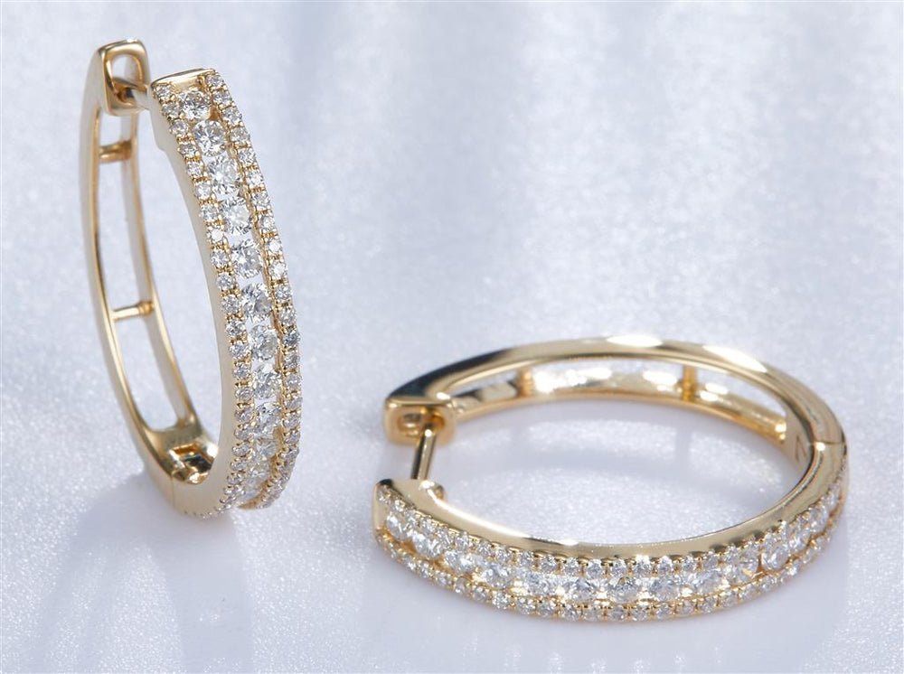 Yellow gold diamond hoop earrings