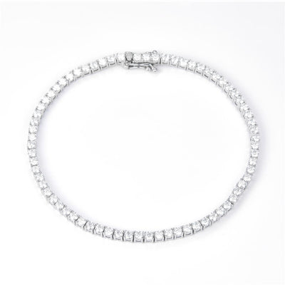 18 Ct. Moissanite. Sterling Silver (White). Tennis Bracelet. (Unisex). 7.5 in Long. 5.2 mm Wide