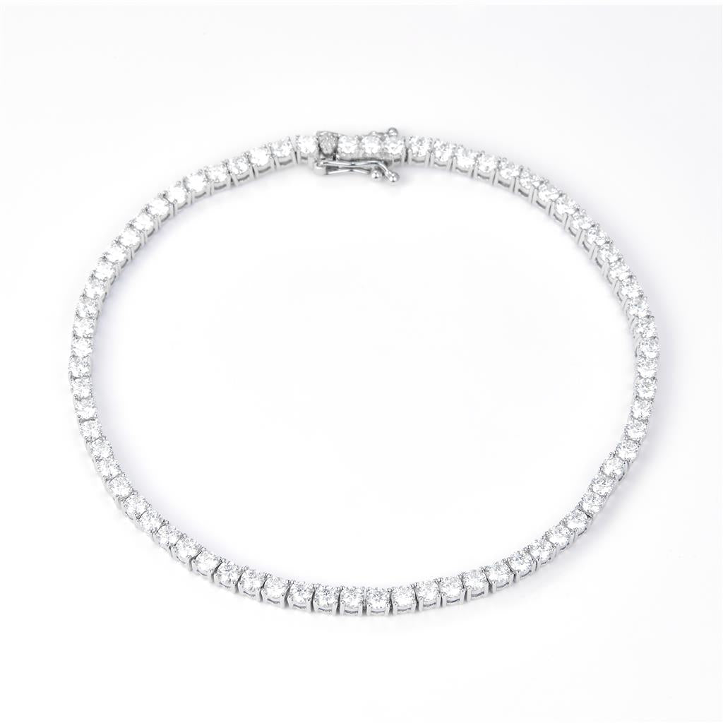 15.5 Ct. Moissanite. Sterling Silver (White). Tennis Bracelet. (Unisex). 7.5 in Long. 4.5 mm Wide