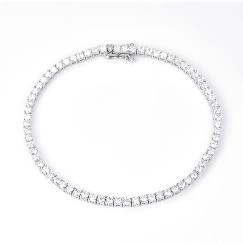 3.94 Ct. Moissanite. Sterling Silver (White). Tennis Bracelet. (Unisex). 7.5 in Long. 3 mm Wide