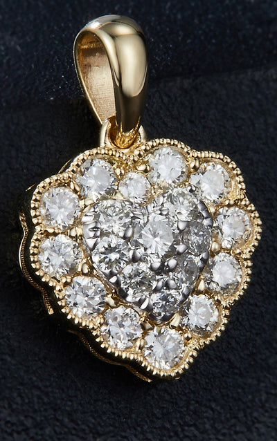 0.36 Ct. Diamond 14 Kt Gold (Yellow). Heart Pendant. (Women).