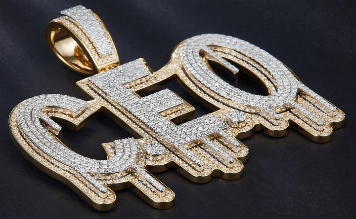 6.28 Carats. Diamond 10 Kt Gold (Yellow). CUSTOM CEO DRIP Pendant. (Unisex).