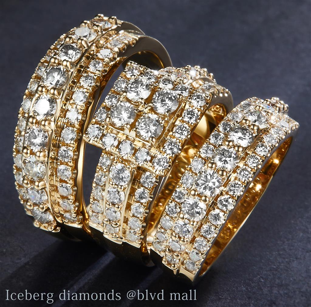 2.8 Ct. Diamond 14 Kt Gold (Yellow). TRIO SET-Women Engag & Band Wedding Set. Size 7.5