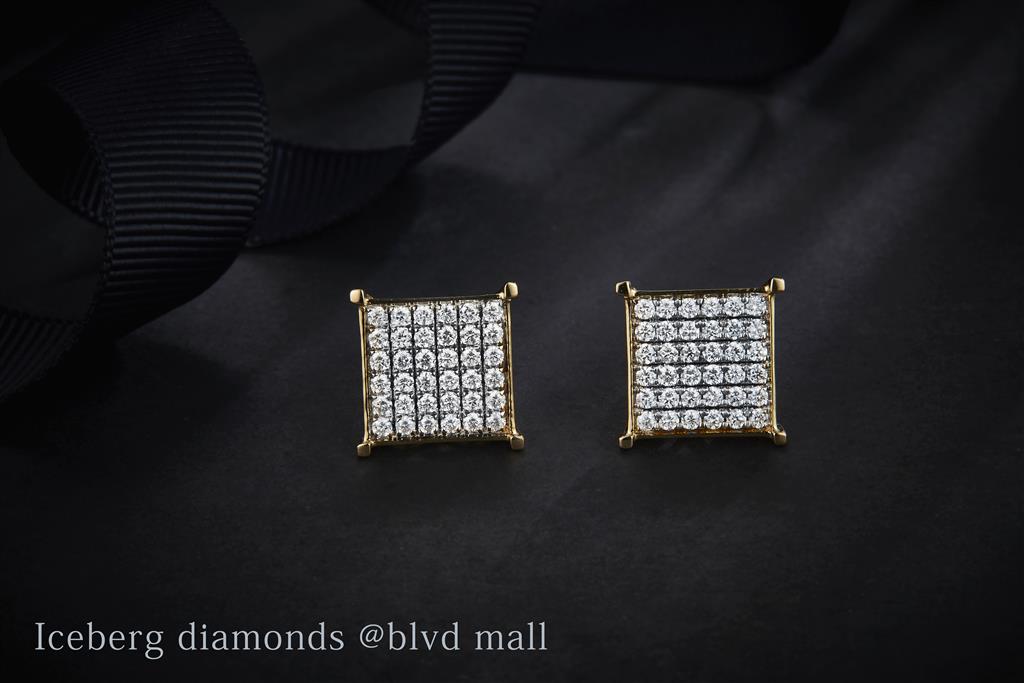 1.05 Ct. Diamond 14 Kt Gold (Yellow). Studs Earrings. (Unisex).