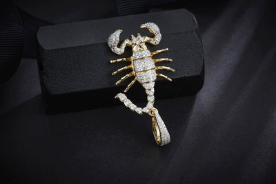 0.613 Ct. Diamond 14 Kt Gold (Yellow). 3D Scorpion Pendant. (Unisex).