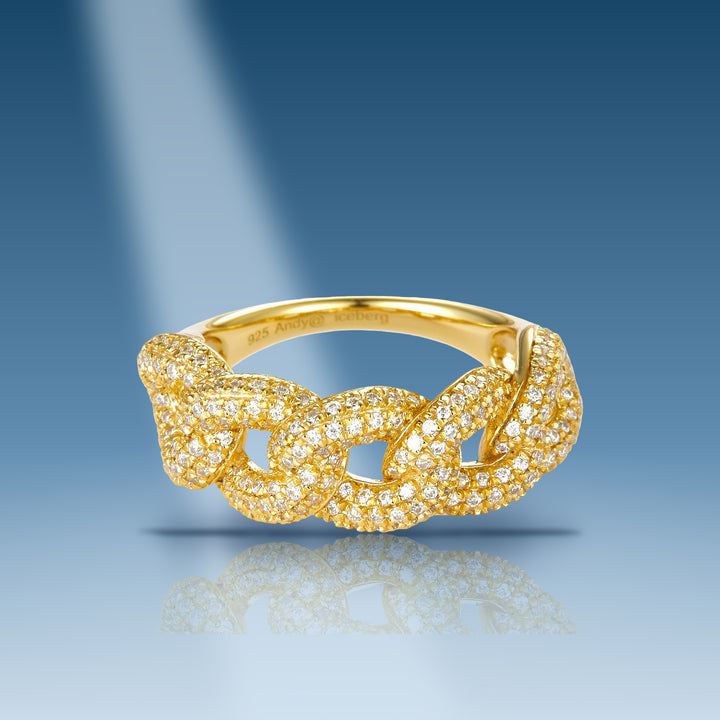 0.75 Carats. Moissanite Sterling Silver (Yellow). Cuban Chain 