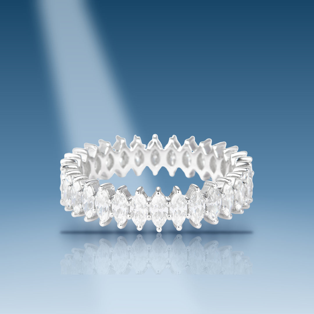 2.1 Carats. Moissanite Sterling Silver (White). Eternity Band 