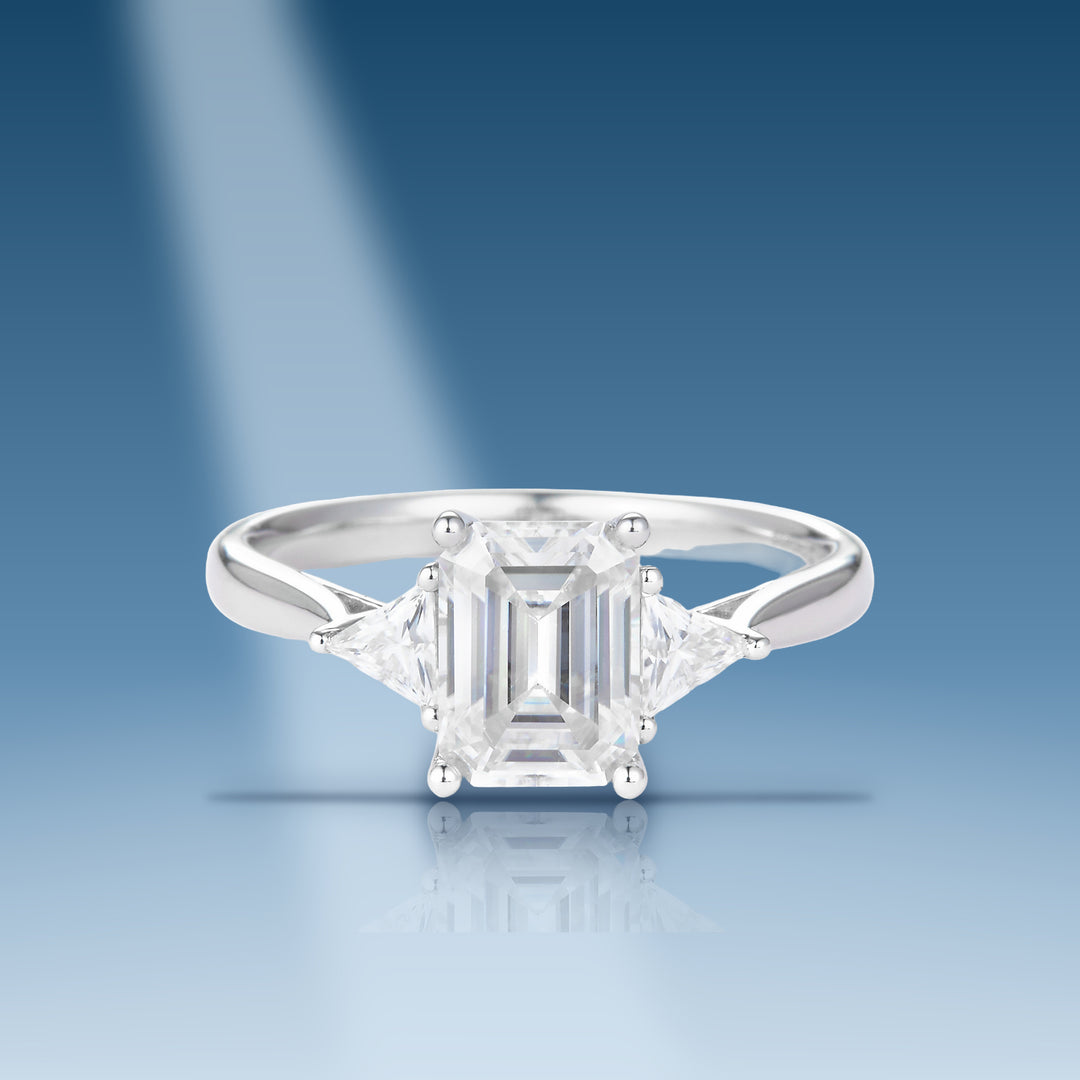 1.88 Carats. Moissanite Sterling Silver (White). Solitaire wit