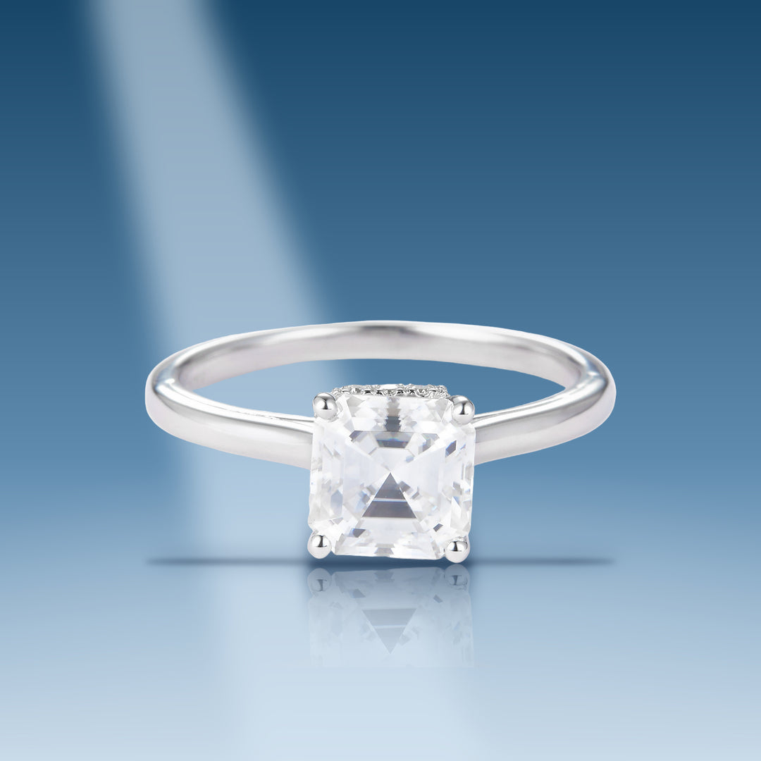 1.893 Carats. Moissanite Sterling Silver (White). Solitaire wi