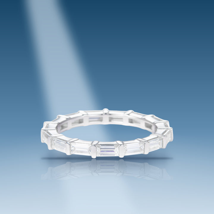 1.66 Carats. Moissanite Sterling Silver (White). Eternity Band