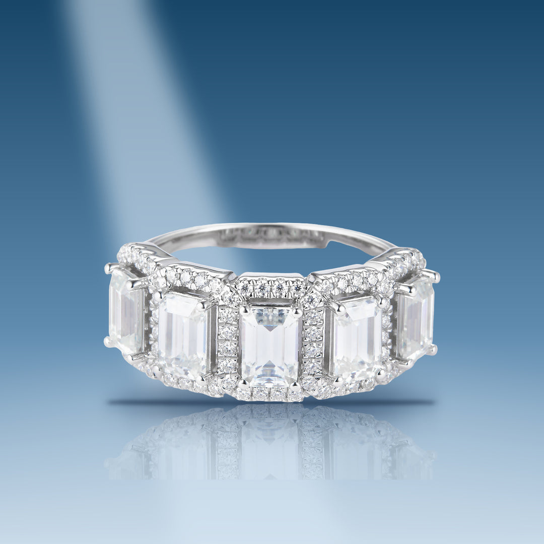 3.36 Carats. Moissanite Sterling Silver (White). Wedding Band 