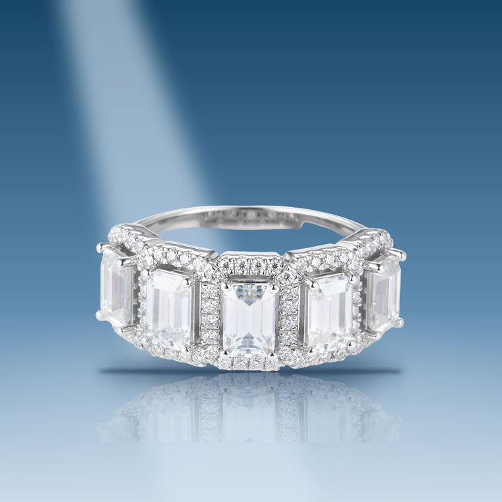3.36 Carats. Moissanite Sterling Silver (White). Wedding Band 