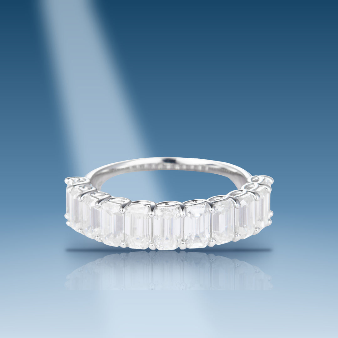 3.21 Carats. Moissanite Sterling Silver (White). Wdding Band w