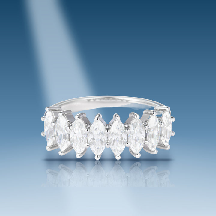 1.69 Carats. Moissanite Sterling Silver (White). Marquise Cut 
