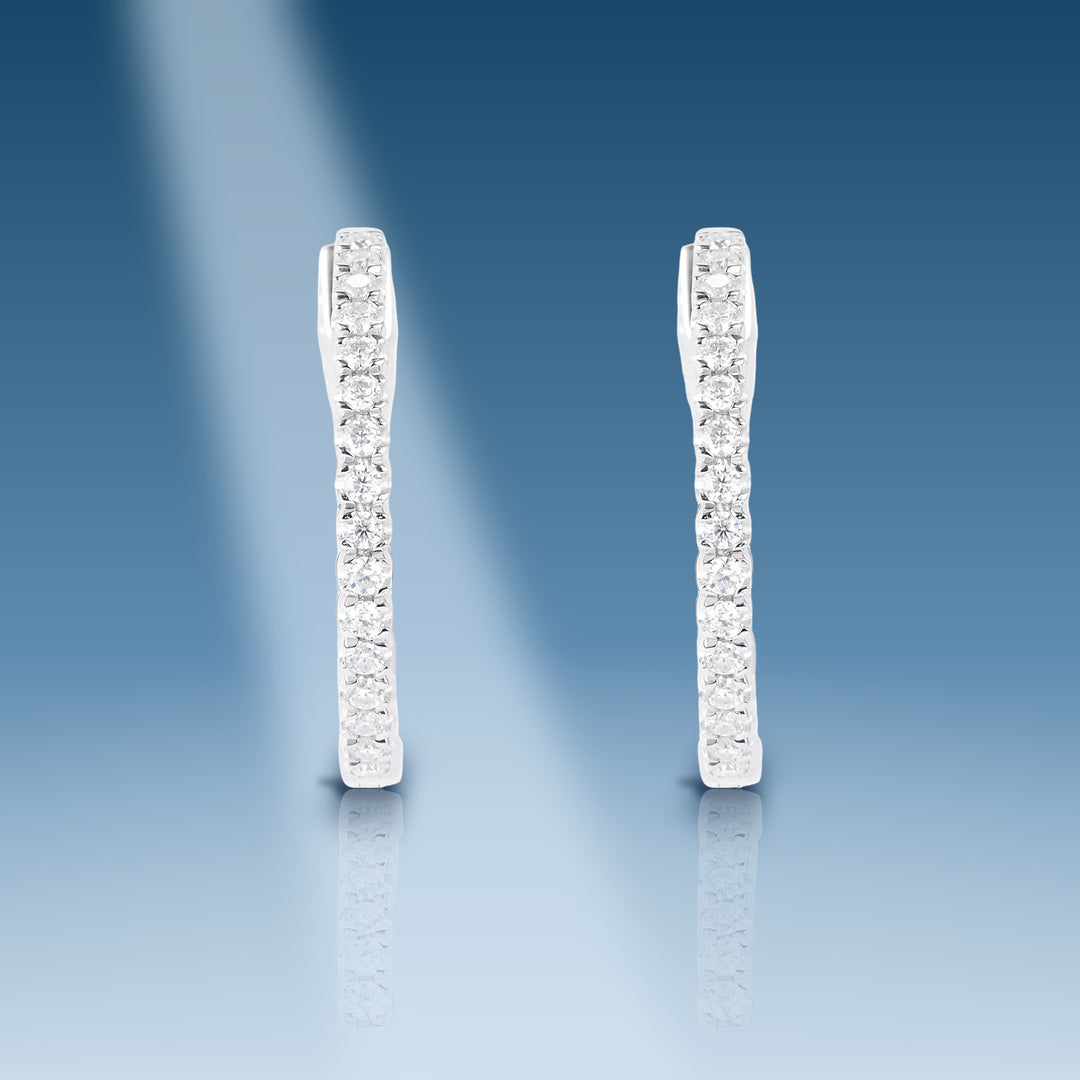 0.52 Carats. Moissanite Sterling Silver (White). Hinged Hoop w