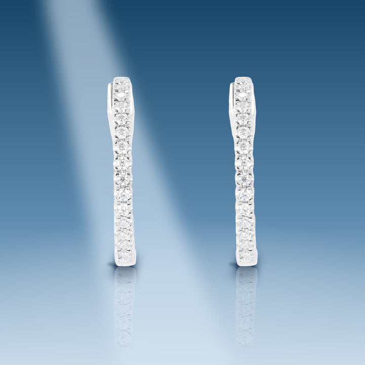 0.52 Carats. Moissanite Sterling Silver (White). Hinged Hoop w
